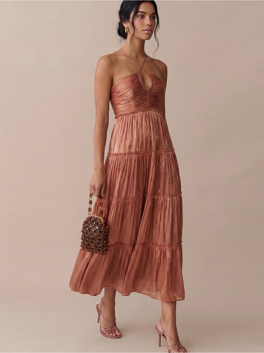 Anthropologie O.P.T | Romantic Summer East Dress in Cowboy Copper ~ New Small